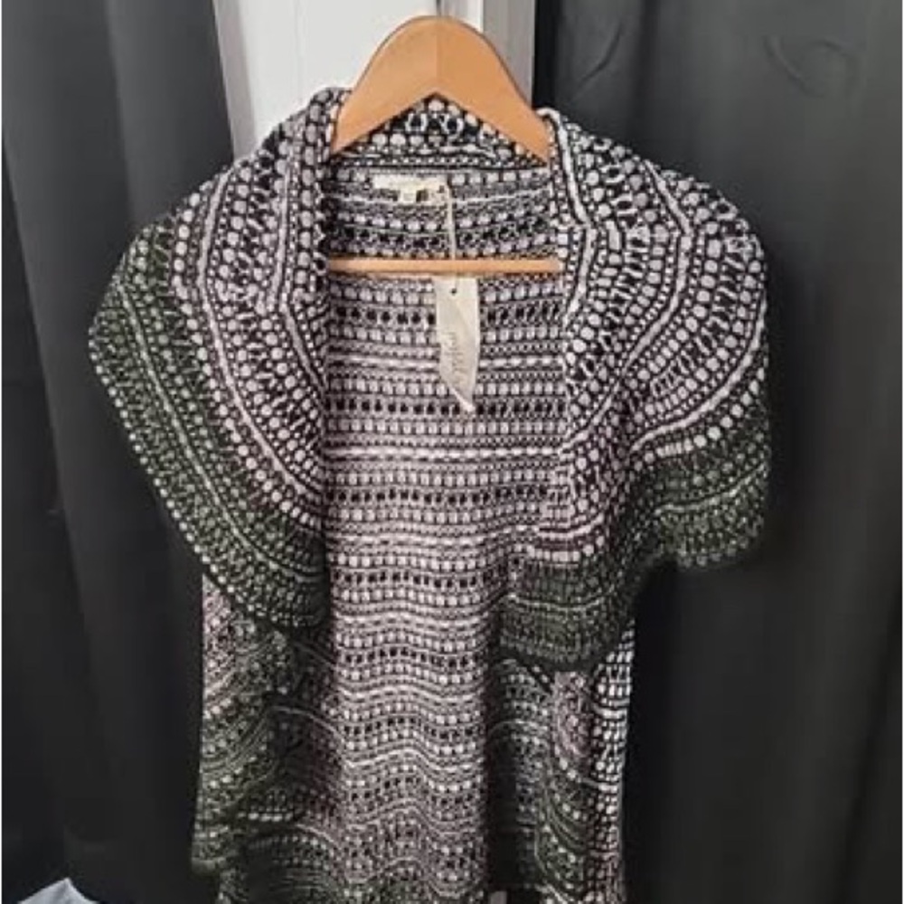 Mystree Black, White & Olive Open-Front Women's Cardigan